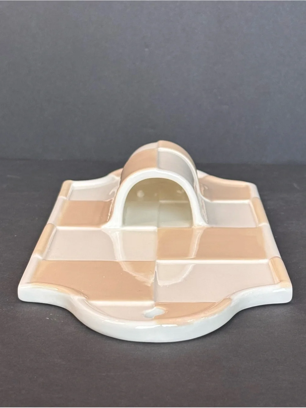Anthropologie Mari Stoneware Wall Pocket Vase Checkered Gingham NWT